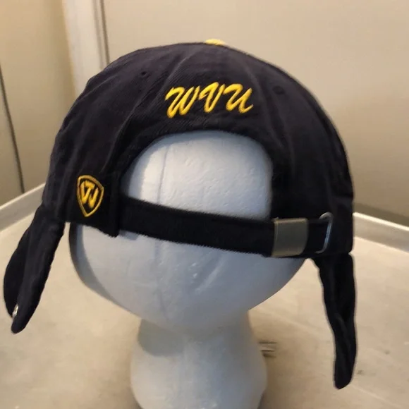 West Virginia University Mountaineers NCAA Dog Ear Down Flap Strapback Hat Cap - Picture 6 of 7